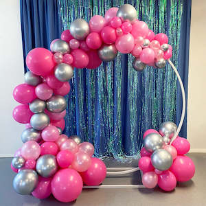 Organic Balloon Garlands Decor: Barbie Balloon Frame Backdrop Hire