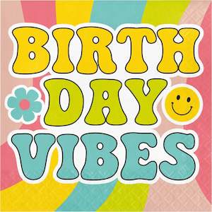 60s Party: Flower Power Birthday Vibes Napkins - Lunch 16 Pkt