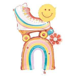 Rainbow & Rollerskate Supershape Foil Balloon
