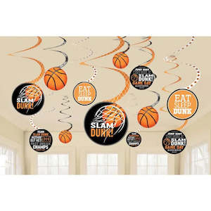 Nothin But Net Basketball Hanging Swirl Decorations