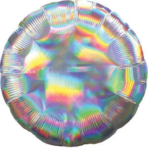 Iridescent Holographic Silver Round Foil Balloon