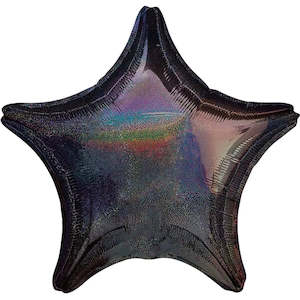 Holographic Star Black Dazzler Foil Balloon