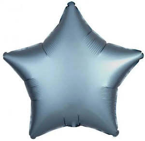 Plain Star Foil Balloons: Satin Luxe Steel Blue Star Foil Balloon