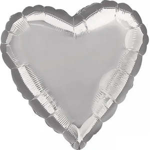 Plain Heart Foil Balloons: Metallic Silver Heart Foil Balloon