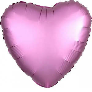 Plain Heart Foil Balloons: Satin Luxe Flamingo Pink Heart Foil Balloon