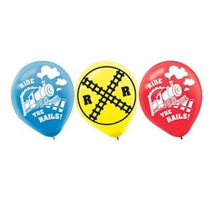 Ride the Rails Train Balloons - 6 Pkt
