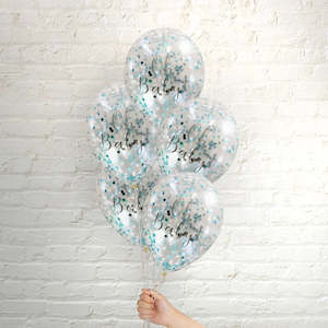 Pop Balloons Blue Oh Baby Confetti Balloons - 5 Pkt