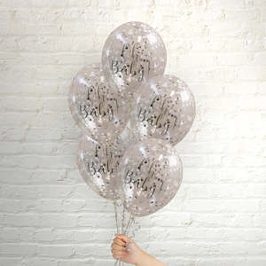 Pop Balloons Silver Oh Baby Confetti Balloons - 5 Pkt