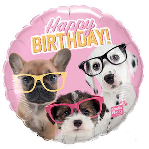 Themed Foil Balloons: Puppies with Glasses Foil Balloon