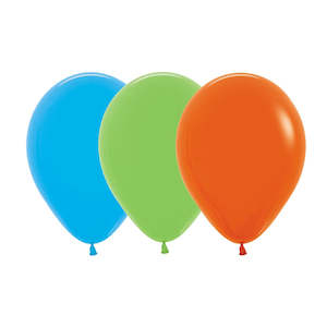 Blue, Lime Green & Orange Balloons - 12 Pkt