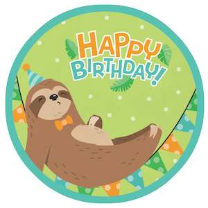Sloth Party Edible Cake Image