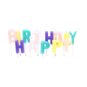 Pastel Party Supplies: Pastel Happy Birthday Letter Candles - 13 Pkt
