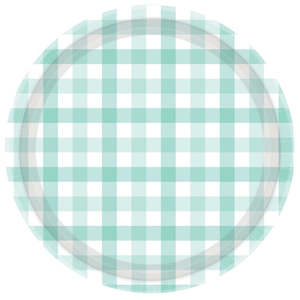 Pastel Mint Gingham Plates - Lunch 8 Pkt