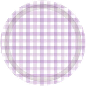 Pastel Party Supplies: Pastel Purple Gingham Plates - Dinner 8 Pkt