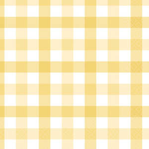 Pastel Party Supplies: Pastel Yellow Gingham Napkins - Lunch 16 Pkt