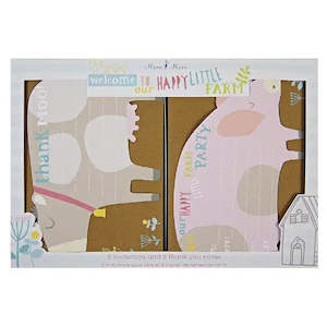 Themed Invitations: Meri Meri Happy Little Farm Invitations and Thank You Cards - 8 Pkt