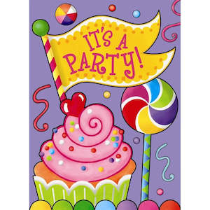 Candy Party Invitations - 8 Pkt