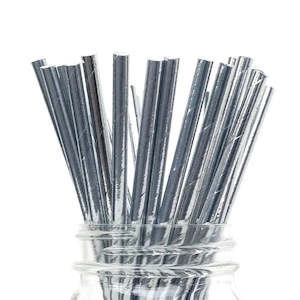Metallic Silver Straws - 24 Pkt