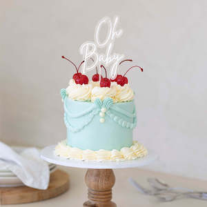 Baby Shower Baking Cake Decorating: Silver Layered Oh Baby Cake Topper