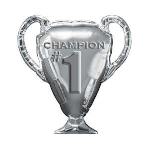 Cricket Party: Silver Trophy Champion #1 SuperShape Foil Balloon