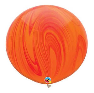 Giant Red & Orange Marble Balloon - 75cm
