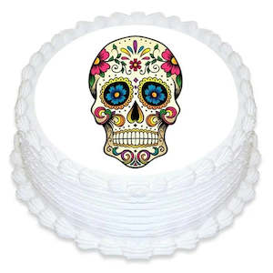 Sugar Skull Edible Icing Cake Image