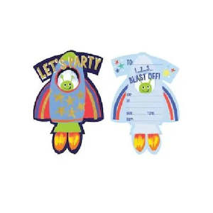 Themed Invitations: Space Rocket Ship Invitations - 8 Pkt Die Cut