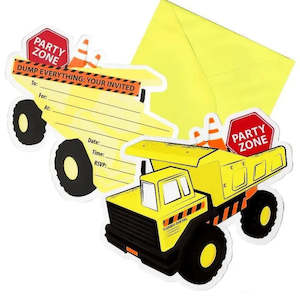 Themed Invitations: Party Zone Construction Invitations - 8 Pkt