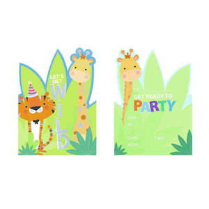 Safari Jungle Animal Invitations - 8 Pkt - Die cut with envelopes