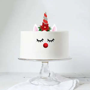 Christmas Cake Decorations Packaging: Christmas Unicorn Cake Topper Set