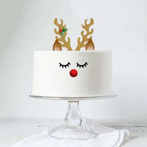 Christmas Cake Decorations Packaging: Christmas Reindeer Cake Topper Set