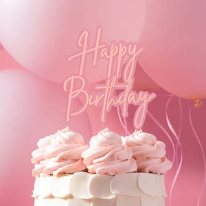 Happy Birthday Cake Toppers: Bubblegum Pink Layered Happy Birthday Cake Topper