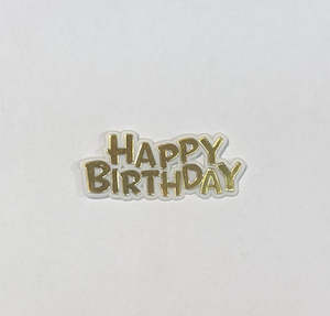 Happy Birthday Cake Topper - Gold