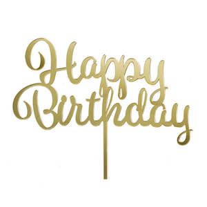 Gold Acrylic Happy Birthday Cake Topper