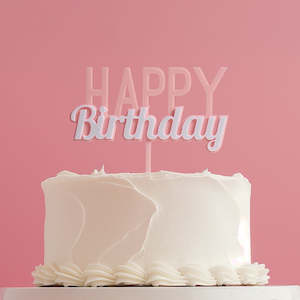 Milkshake Pink Happy Birthday Cake Topper