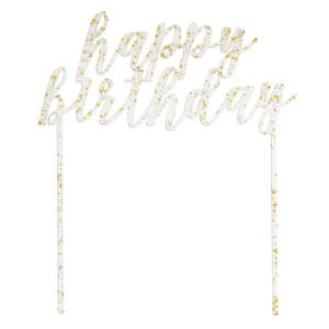 Acrylic Gold Fleck Happy Birthday Cake Topper