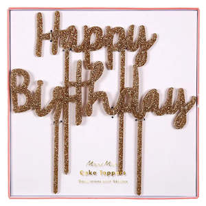 Happy Birthday Cake Toppers: Meri Meri Happy Birthday Gold Glitter Cake Topper