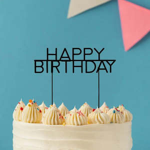 Matte Black Metal Happy Birthday Capitals Cake Topper