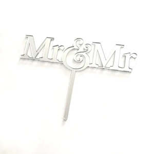 Mr & Mr Silver Cake Topper