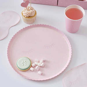 Ginger Ray Pink Polka Dot Pamper Party Plates - 8 Pkt