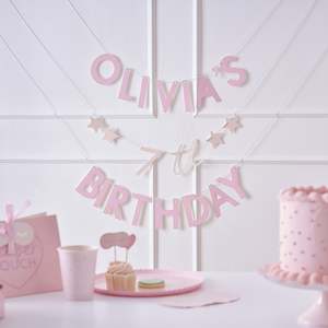 Ginger Ray Customisable Name & Age Pink Birthday Bunting
