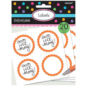 Orange Scalloped Party Bag Labels - 20 Pkt