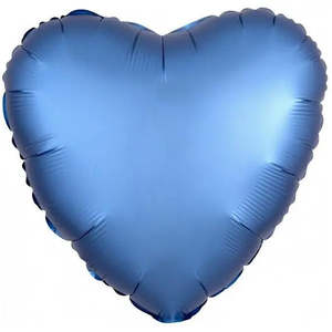 Plain Heart Foil Balloons: Satin Luxe Azure Heart Foil Balloon