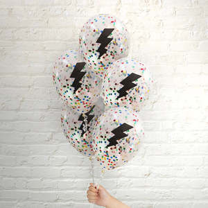 Themed Latex Balloons: Pop Balloons Harry Potter Lightning Bolt Confetti Balloons - 5 Pkt
