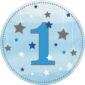 Baking Supplies: One Little Star Blue 1st Birthday Edible Icing Cake Image