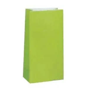 Day Of The Dead Party: Lime Green Party Bag 22cm x 10cm - 12 Pkt