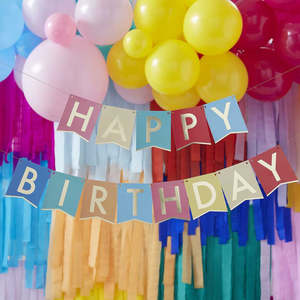 Pastel Party Supplies: Ginger Ray Multi-Coloured Happy Birthday Banner Bunting