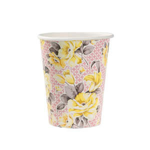 Truly Scrumptious Yellow & Pink Floral Cups - 8 Pkt