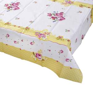 Disney Fairies Tinkerbell Party: Truly Scrumptious Yellow & White Floral Paper Table Cover