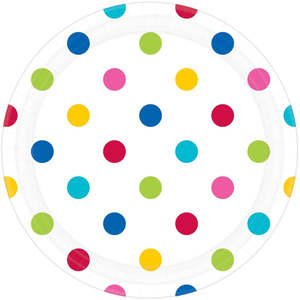 Rainbow Dots Plates - Dinner 8 Pkt